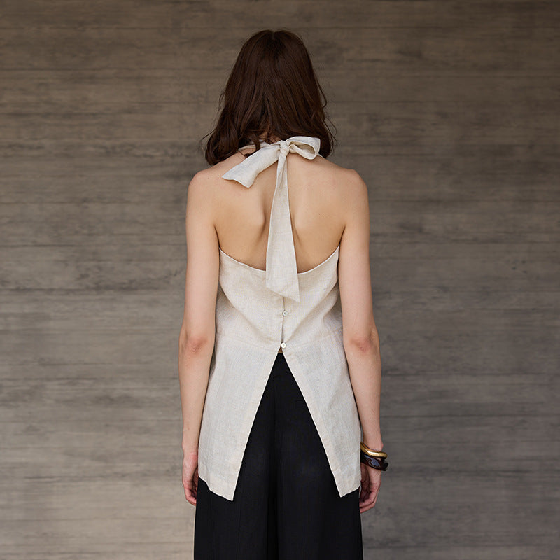 The Pure Linen Halterneck Camisole