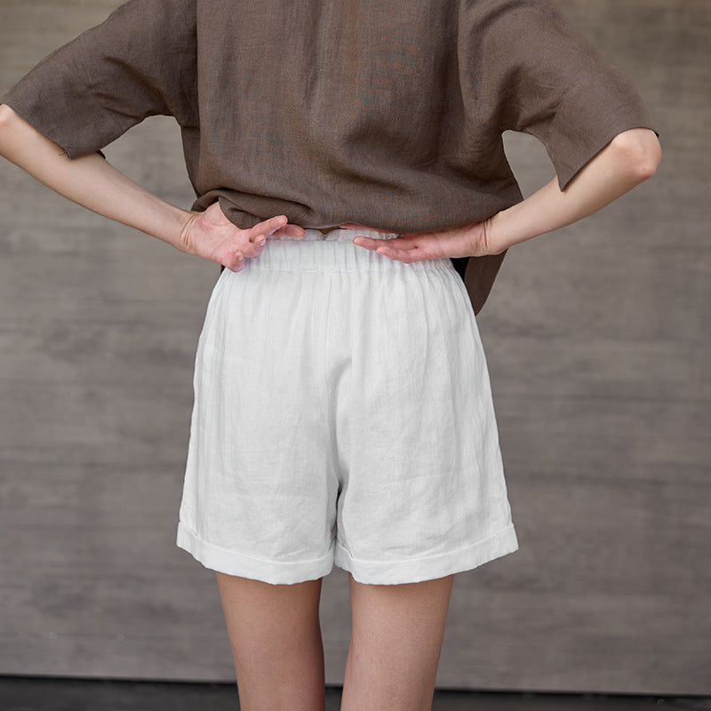 The Pure Linen Hem Rolled Short