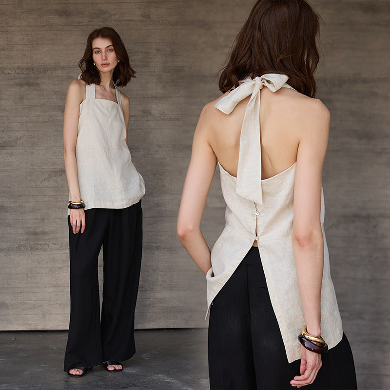 The Pure Linen Halterneck Camisole